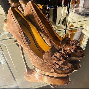 Ralph Lauren Collection suede platform heel